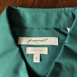 Foxcroft NWT Classic Wrinkle Free Blouse 3/4 Sleeve Size 16 Teal Green